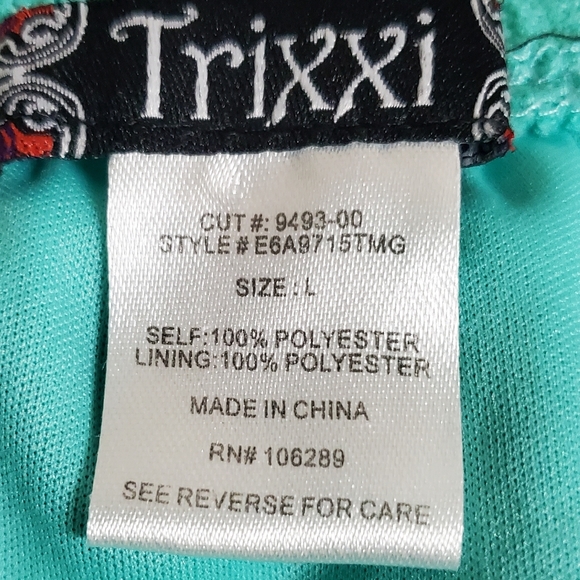 Trixxi Floral Lace Strapless High Low Hem Turquoise Green Dress Sz L - Picture 13 of 14